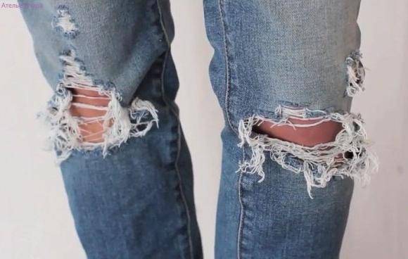 Штопка рваных джинс